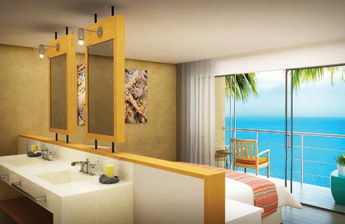 202 lujosas suites con terrazas bien equipadas y unas con vista al mar.