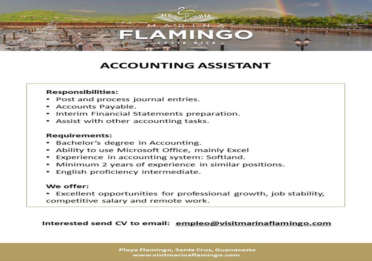 Mariana Flamingo Requiere Contratar: Accounting Assistant.alt