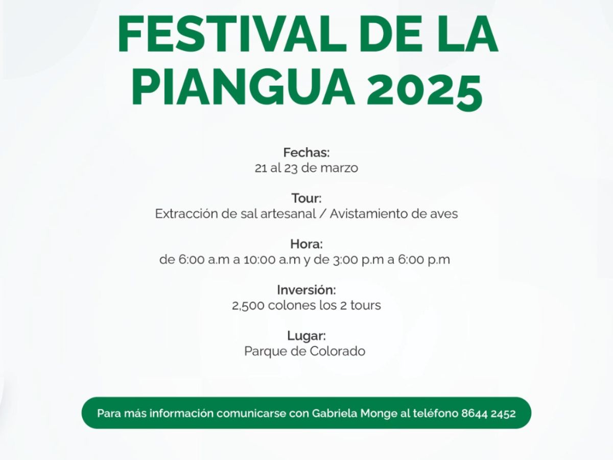 El próximo 21, 22 y 23 de marzo Colorado de Abangares, lo espera en la sede del Festival Nacional de la Piangua, molusco tradicional de las costas y fuente de empleo para muchas personas, en especial para mujeres de la zona.