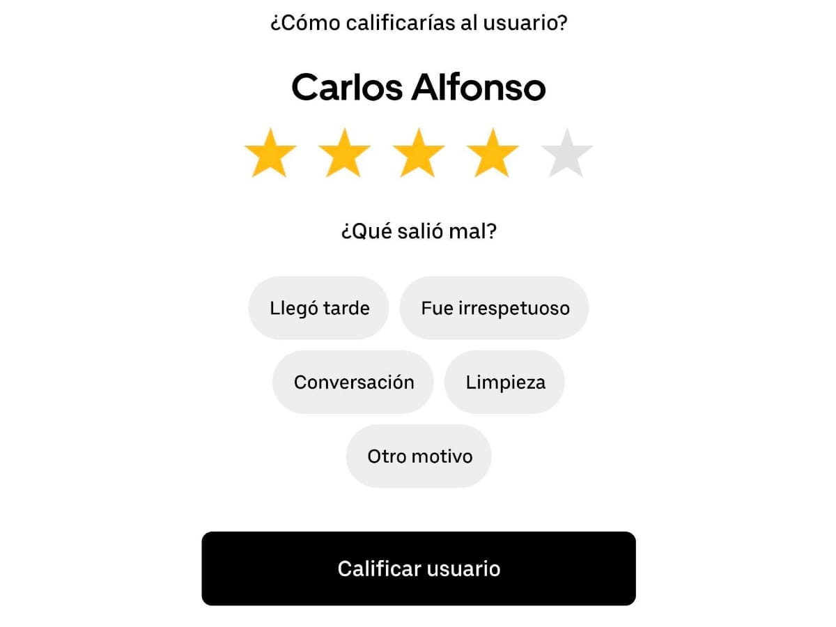 usuario uber costa rica app calificacion