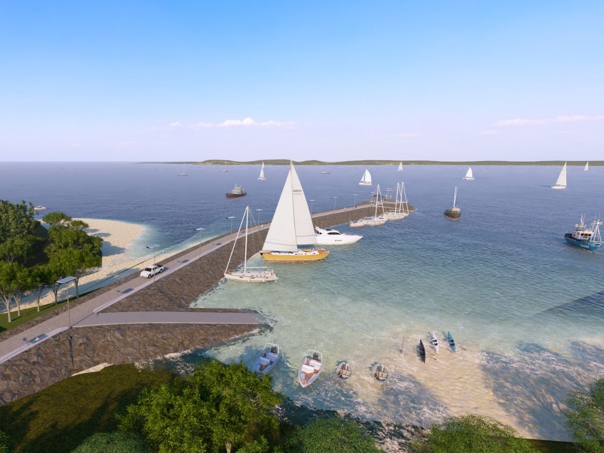 Infraestructura moderna. El diseño del nuevo muelle contempla accesos seguros, iluminación, zonas de permanencia y facilidades para embarcaciones, mejorando la conectividad marítima y la atención de visitantes. Imagen ilustrativa del proyecto.