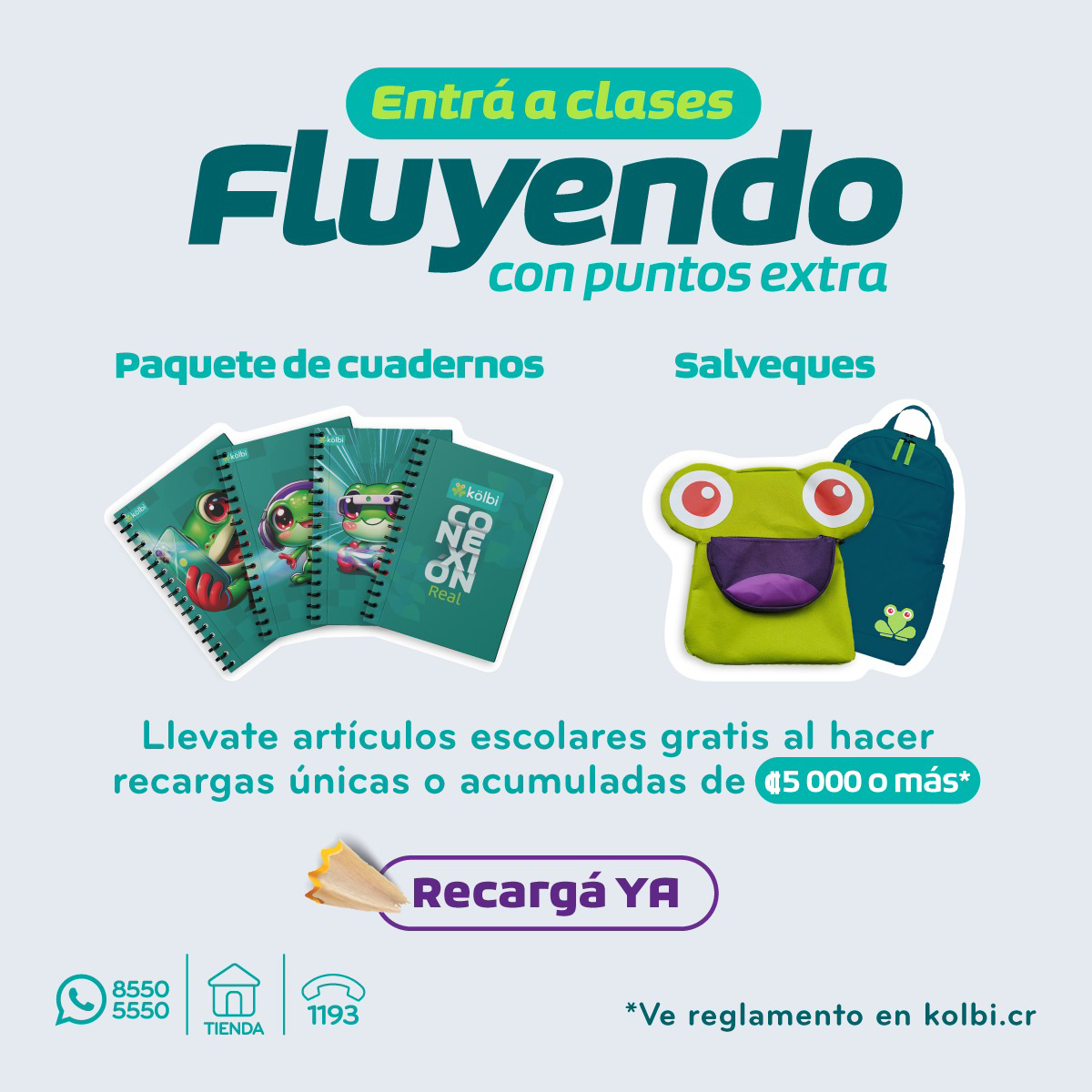 Llevate articulos escolares en Kolbi con tus recargas