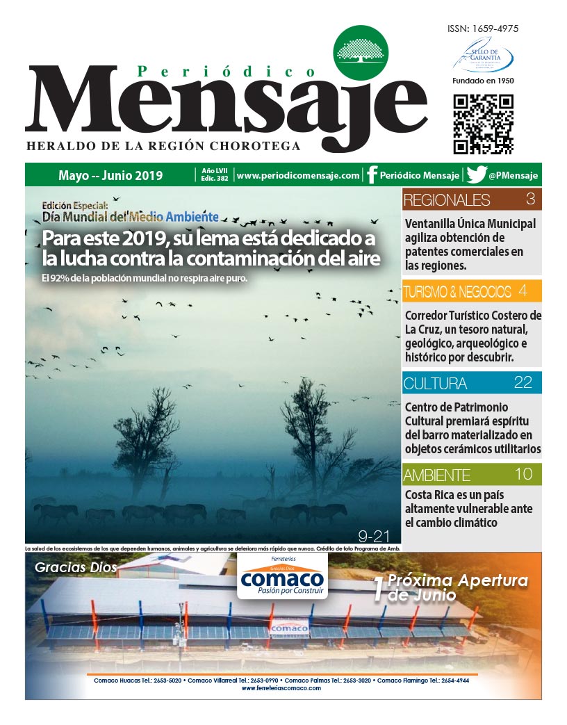 Portada Edicion Mayo-Junio 2019, Periodico Mensaje, Guanacaste