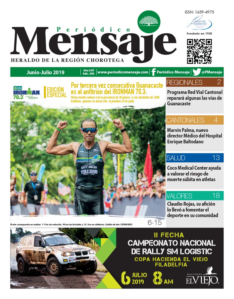Portada Edicion Junio-Julio 2019, Periodico Mensaje, Guanacaste