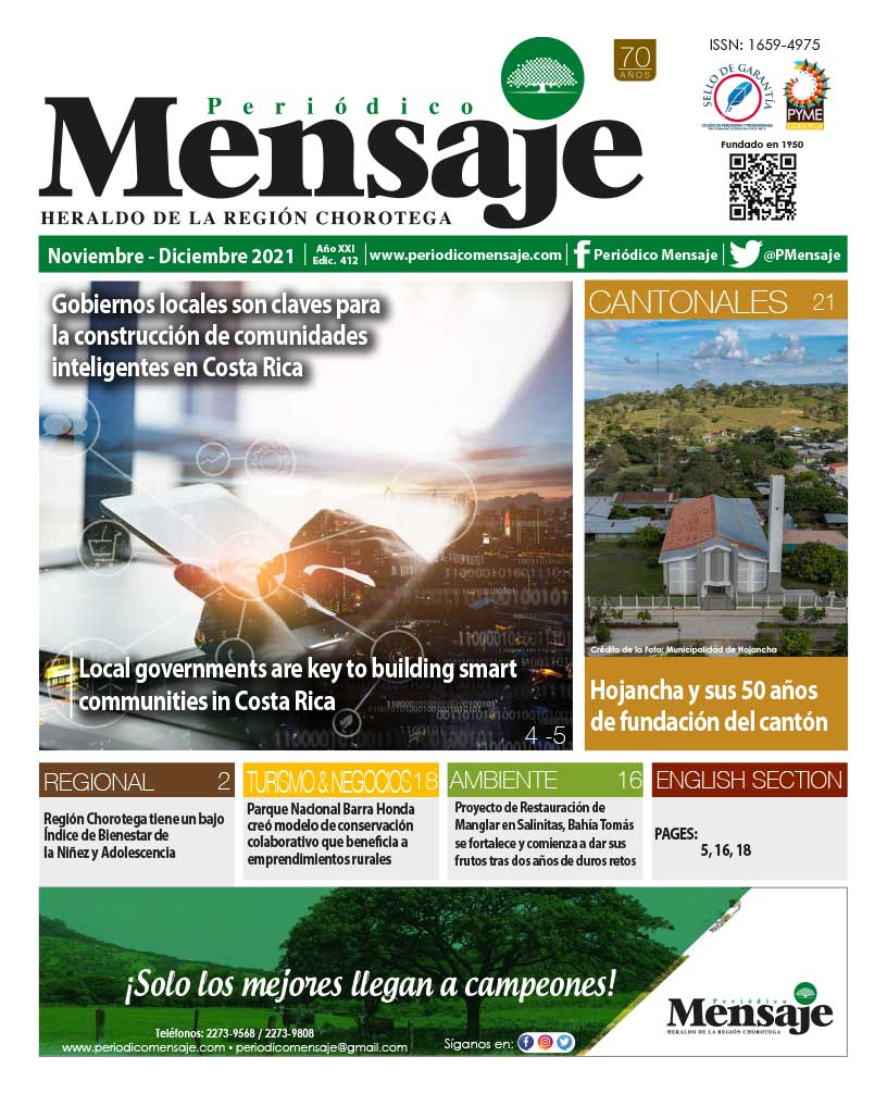Portada Edicion Noviembre 2021, Periodico Mensaje, Guanacaste