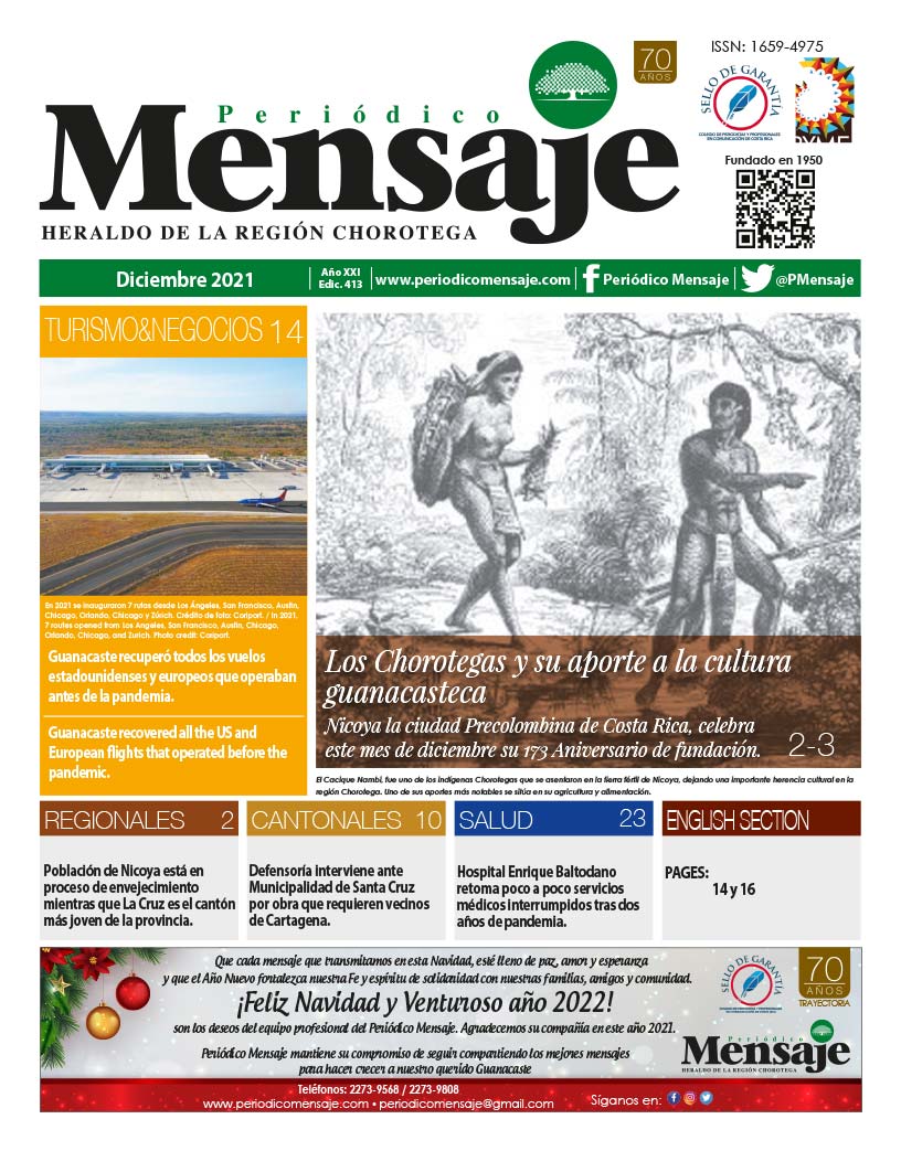 Portada Edicion Diciembre 2021, Periodico Mensaje, Guanacaste