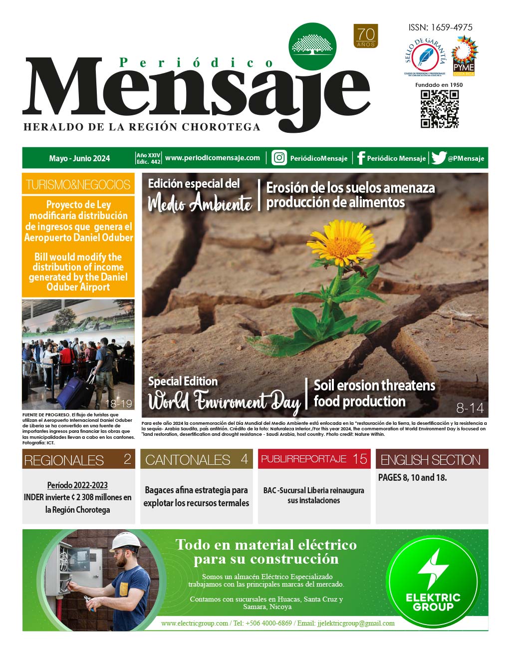 Portada Edicion Mayo 2024, Periodico Mensaje, Guanacaste